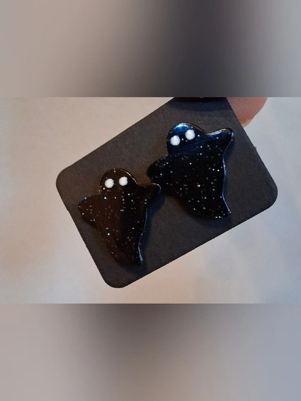 $8 Each Or Bundle 5/$20 Black Glitter Ghost Stud Earrings